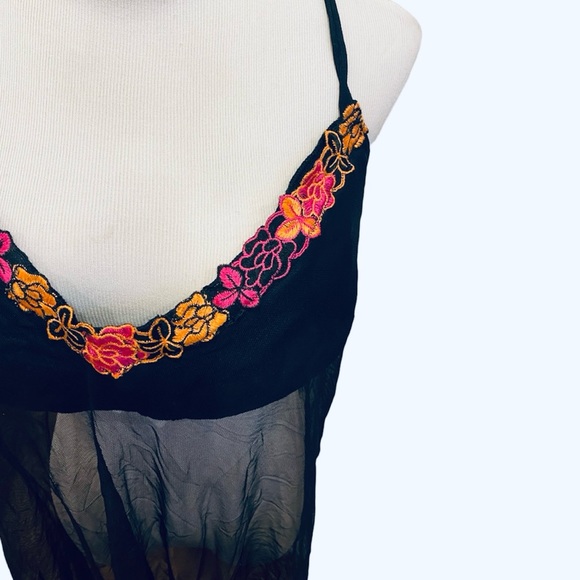 Lane Bryant Lingerie Babydoll Sheer Teddy Black Floral Embroidery 14 16 L XL - Picture 2 of 5
